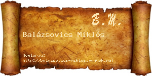 Balázsovics Miklós névjegykártya