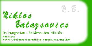 miklos balazsovics business card
