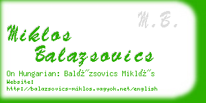 miklos balazsovics business card